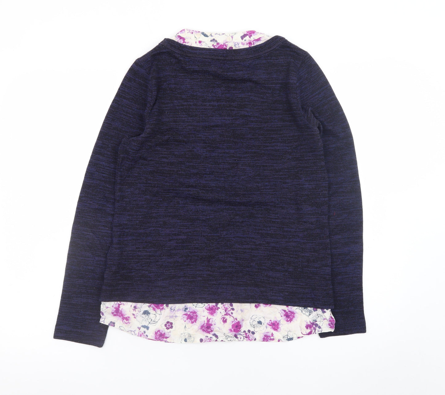 Marks and Spencer Women Navy Floral Layered Long Sleeve Blouse UK 8