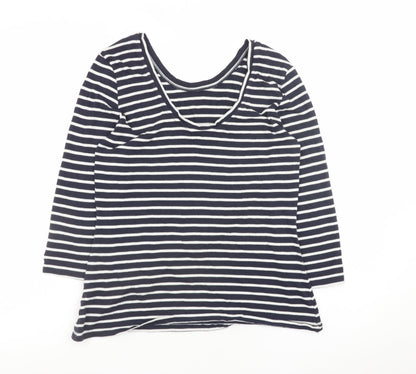 Boden Women Blue White Striped 3/4 Sleeve Cotton Jersey Top UK12