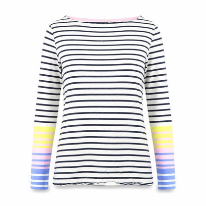 Boden Womens Multicoloured Striped Cotton Long Sleeve T-Shirt UK 12