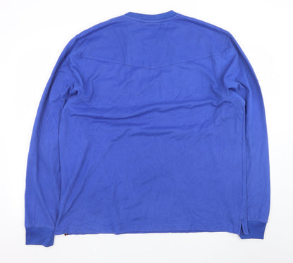 Luke Men's Blue Long Sleeve Crew Neck Cotton Blend T-Shirt Size L