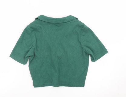 Slazenger Women's Green Cropped Polo Shirt Size 12 Cotton Blend