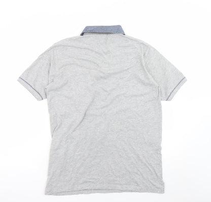James Pringle Men's Grey Cotton Polo Shirt Size M Short Sleeve