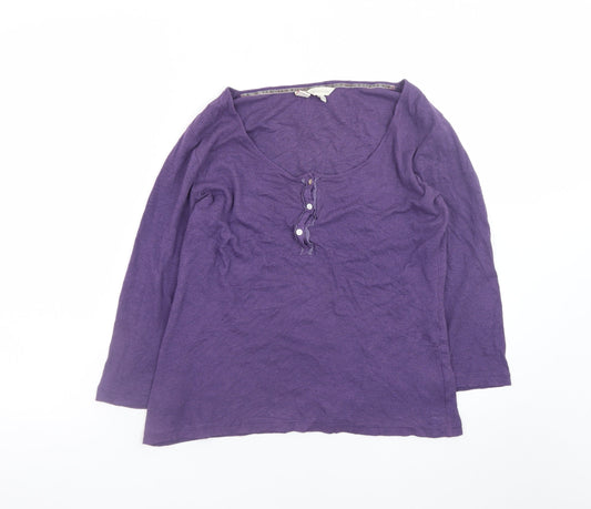 Monsoon Women's Purple 3/4 Sleeve Scoop Neck Cotton T-Shirt M