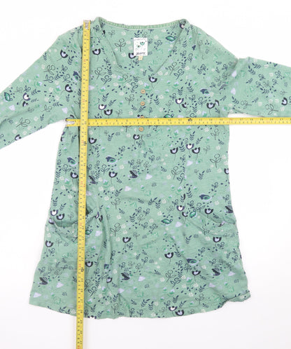 Mantaray Women’s Green Floral V-Neck Long Sleeve Tunic Blouse Size 14