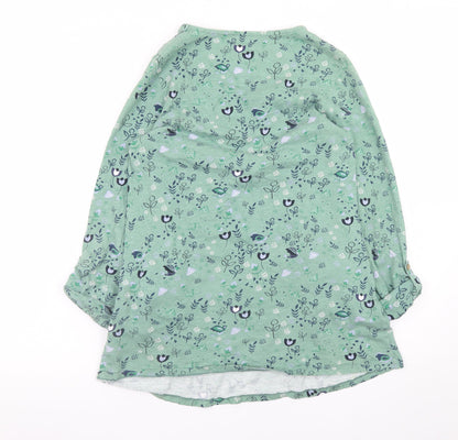 Mantaray Women’s Green Floral V-Neck Long Sleeve Tunic Blouse Size 14