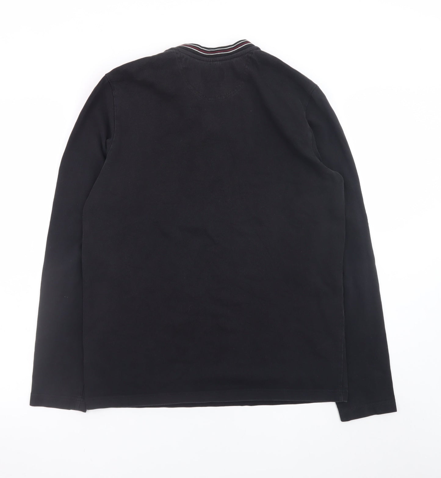 Ridge Point Men's Black Long Sleeve Henley Cotton T-Shirt M