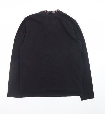 Ridge Point Men's Black Long Sleeve Henley Cotton T-Shirt M