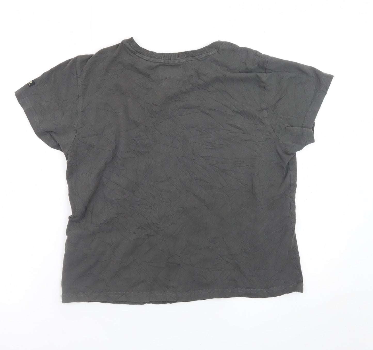 Superdry Womens Grey Size 14 Motorsport Print Cotton T-Shirt