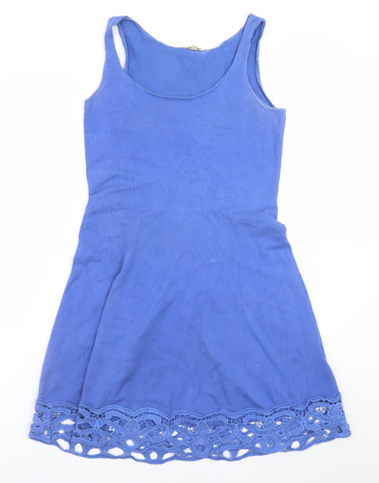 Jigsaw Blue Cotton Blend Sleeveless Tank Dress Women M