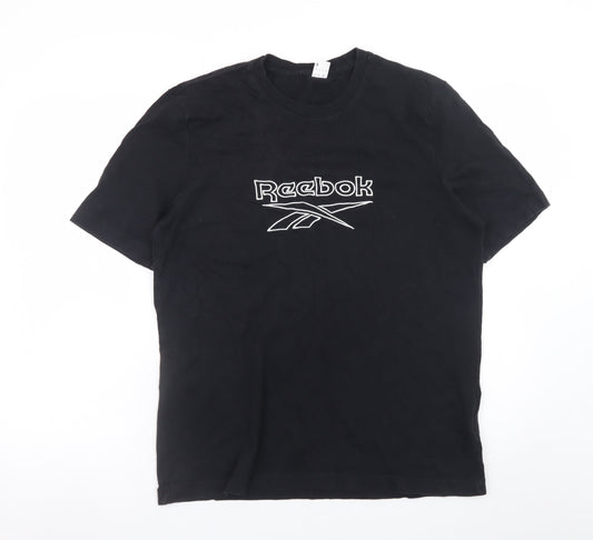 Reebok Men's Black Cotton Crew Neck Short Sleeve T-Shirt S