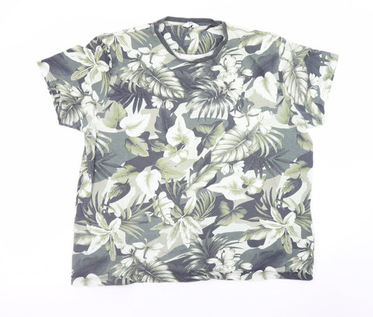 Next Men's Green Floral Tropical Crew Neck T-Shirt XXL Cotton