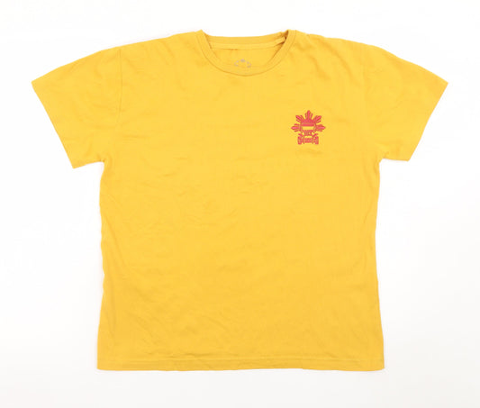 Kamisa by Kultura Men’s Yellow Patriotic Embroidered T-Shirt Medium