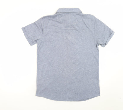 Easy Men's Blue Short Sleeve Button-Up Casual Shirt M