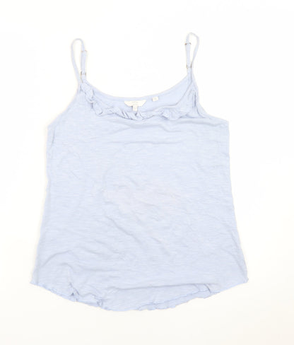 Fatface Women's Blue Cotton Ruffle Camisole Tank Top Size 10