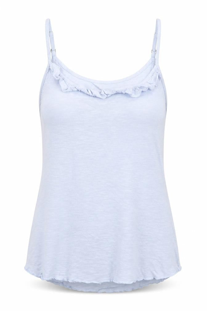 Fatface Women's Blue Cotton Ruffle Camisole Tank Top Size 10
