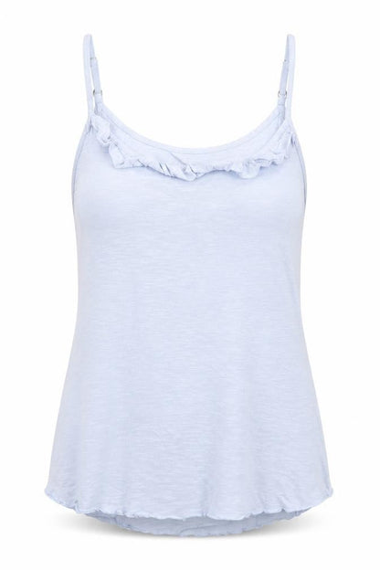 Fatface Women's Blue Cotton Ruffle Camisole Tank Top Size 10