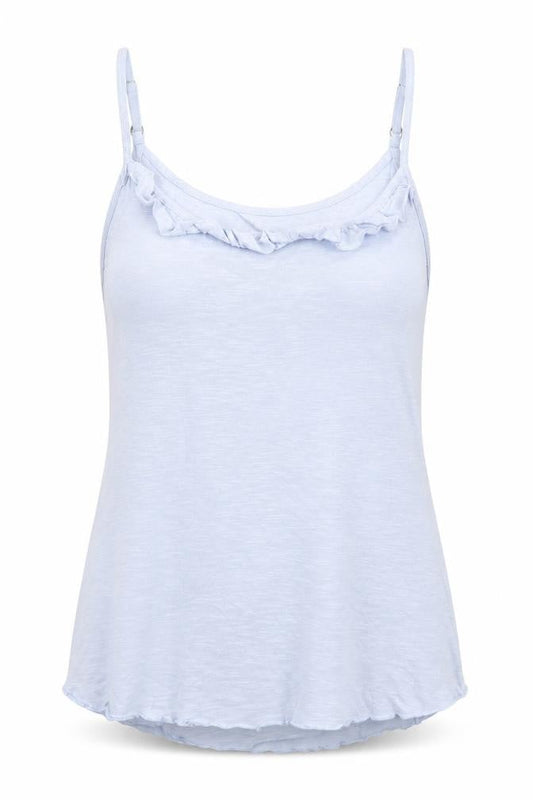 Fatface Women's Blue Cotton Ruffle Camisole Tank Top Size 10