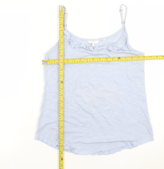 Fatface Women's Blue Cotton Ruffle Camisole Tank Top Size 10
