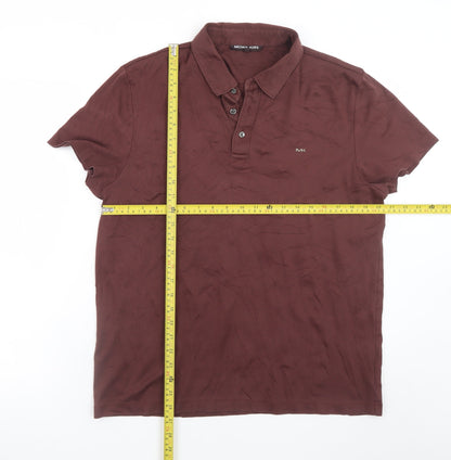 Michael Kors Men's Brown 100% Cotton Polo Shirt XL Short Sleeve