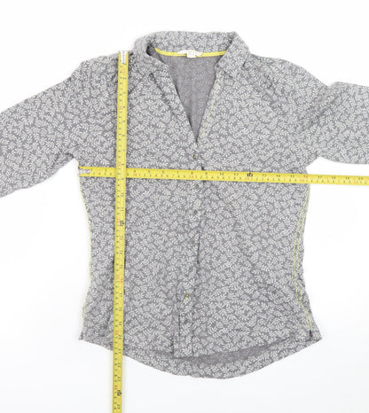 White Stuff Womens Grey Floral Cotton Button-Up Shirt UK 8