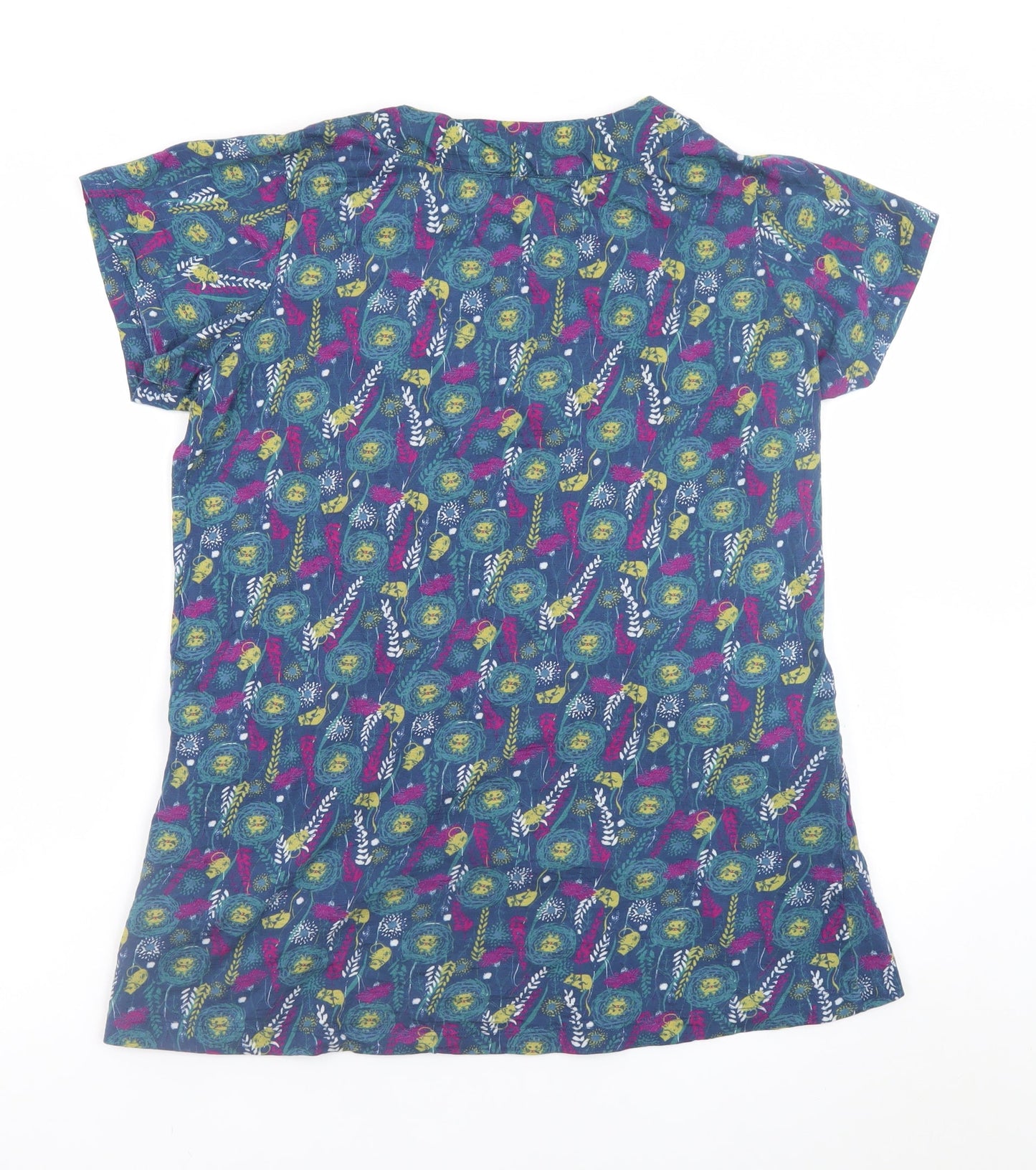 Mistral Women's Blue Cotton Tunic Blouse M Floral Print