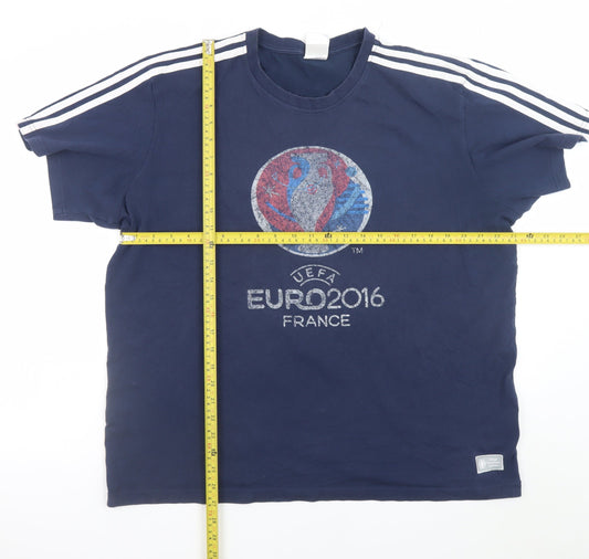 Adidas Men's Navy UEFA Euro 2016 Climalite Short Sleeve T-Shirt XL