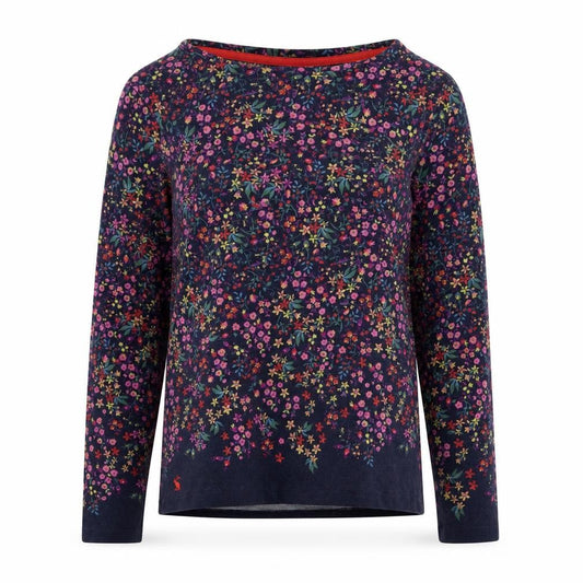 Joules Womens Multicoloured Floral Cotton Long Sleeve Top UK 12