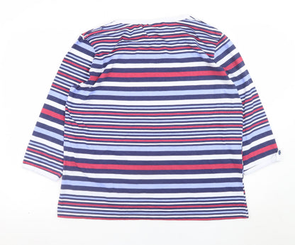 Anne de Langy Women's Multicoloured Striped 3/4 Sleeve Cotton T-Shirt Size 18/20