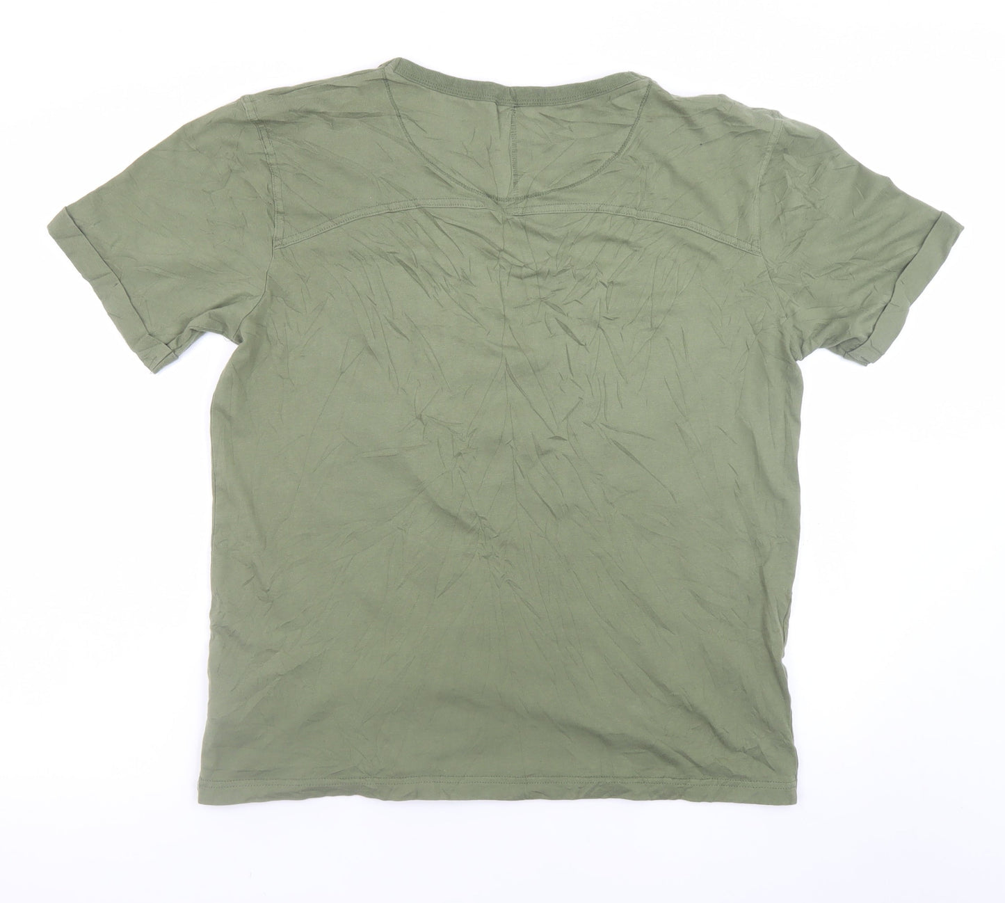Firetrap Men's Khaki 2XL Short Sleeve V-Neck Cotton T-Shirt