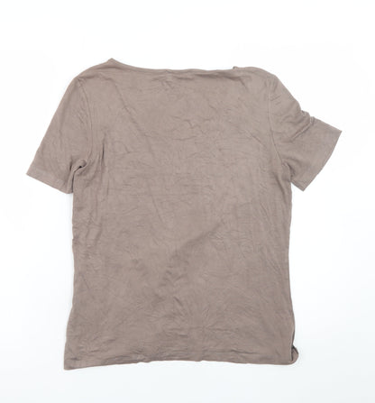 Uta Raasch Women’s Brown Sequin Short Sleeve Viscose T-Shirt Size 14