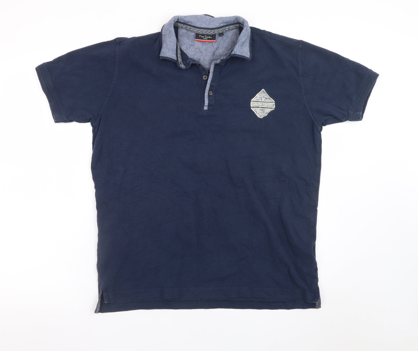 Pierre Cardin Men's Blue Cotton Short Sleeve Polo Shirt Size L