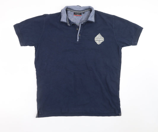 Pierre Cardin Men's Blue Cotton Short Sleeve Polo Shirt Size L
