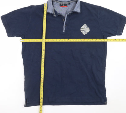Pierre Cardin Men's Blue Cotton Short Sleeve Polo Shirt Size L