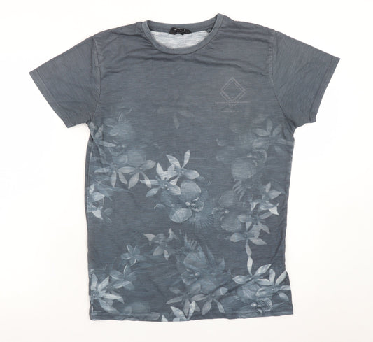 Cedarwood State Men's Grey Floral Cotton Short Sleeve T-Shirt M