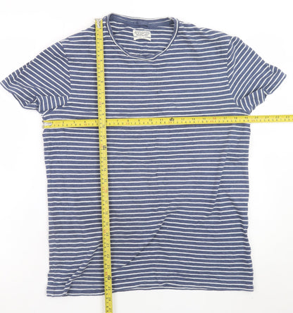 AllSaints Women's Blue Striped Cotton T-Shirt Size Small
