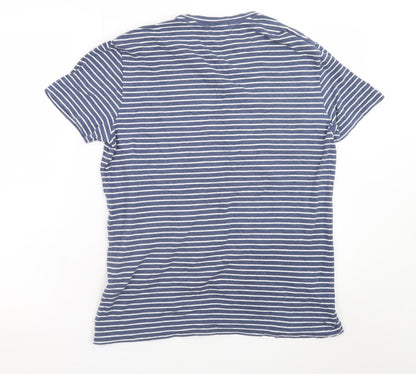 AllSaints Women's Blue Striped Cotton T-Shirt Size Small