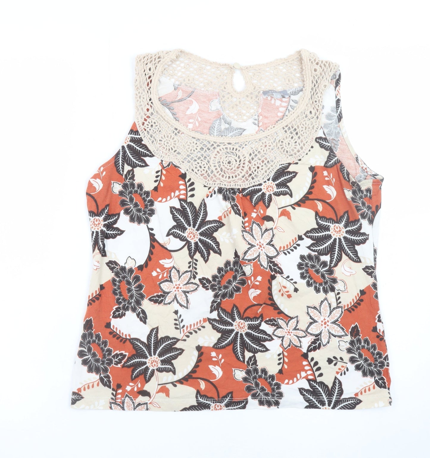 Marks and Spencer Women’s Multicoloured Floral Crochet Neck Tank Top Size 16