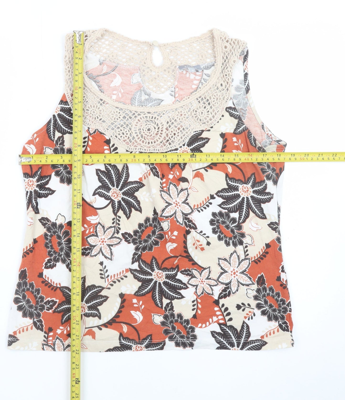 Marks and Spencer Women’s Multicoloured Floral Crochet Neck Tank Top Size 16