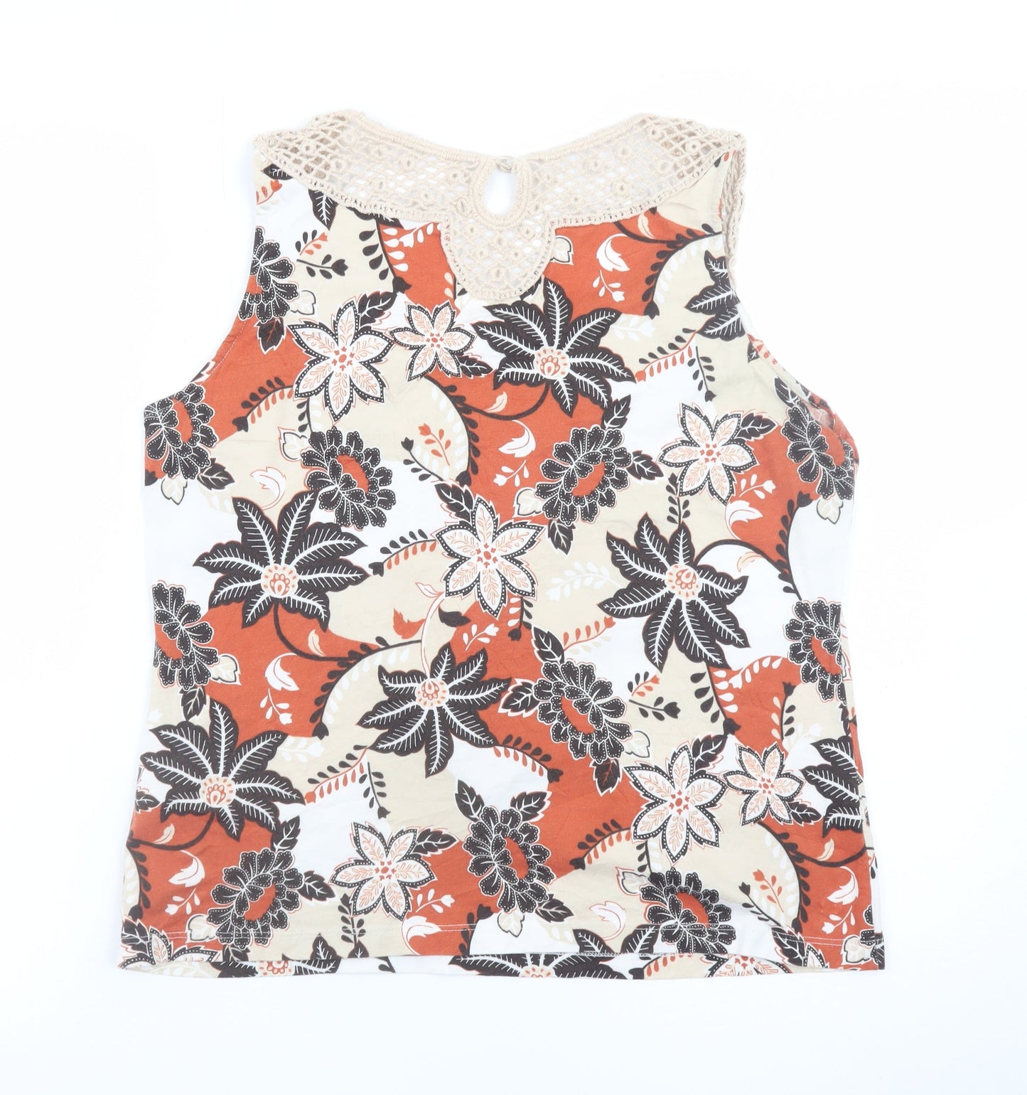Marks and Spencer Women’s Multicoloured Floral Crochet Neck Tank Top Size 16