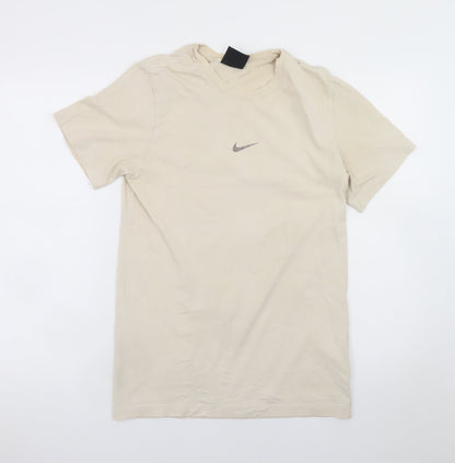 Nike Men Beige Regular Fit Short Sleeve Cotton T-Shirt S