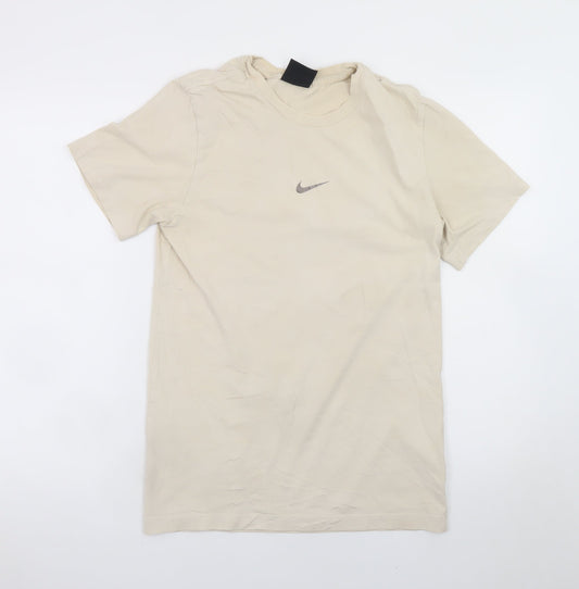 Nike Men Beige Regular Fit Short Sleeve Cotton T-Shirt S
