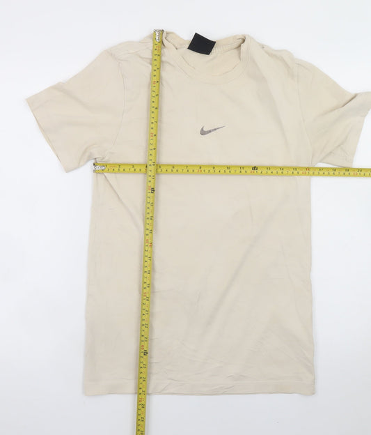 Nike Men Beige Regular Fit Short Sleeve Cotton T-Shirt S