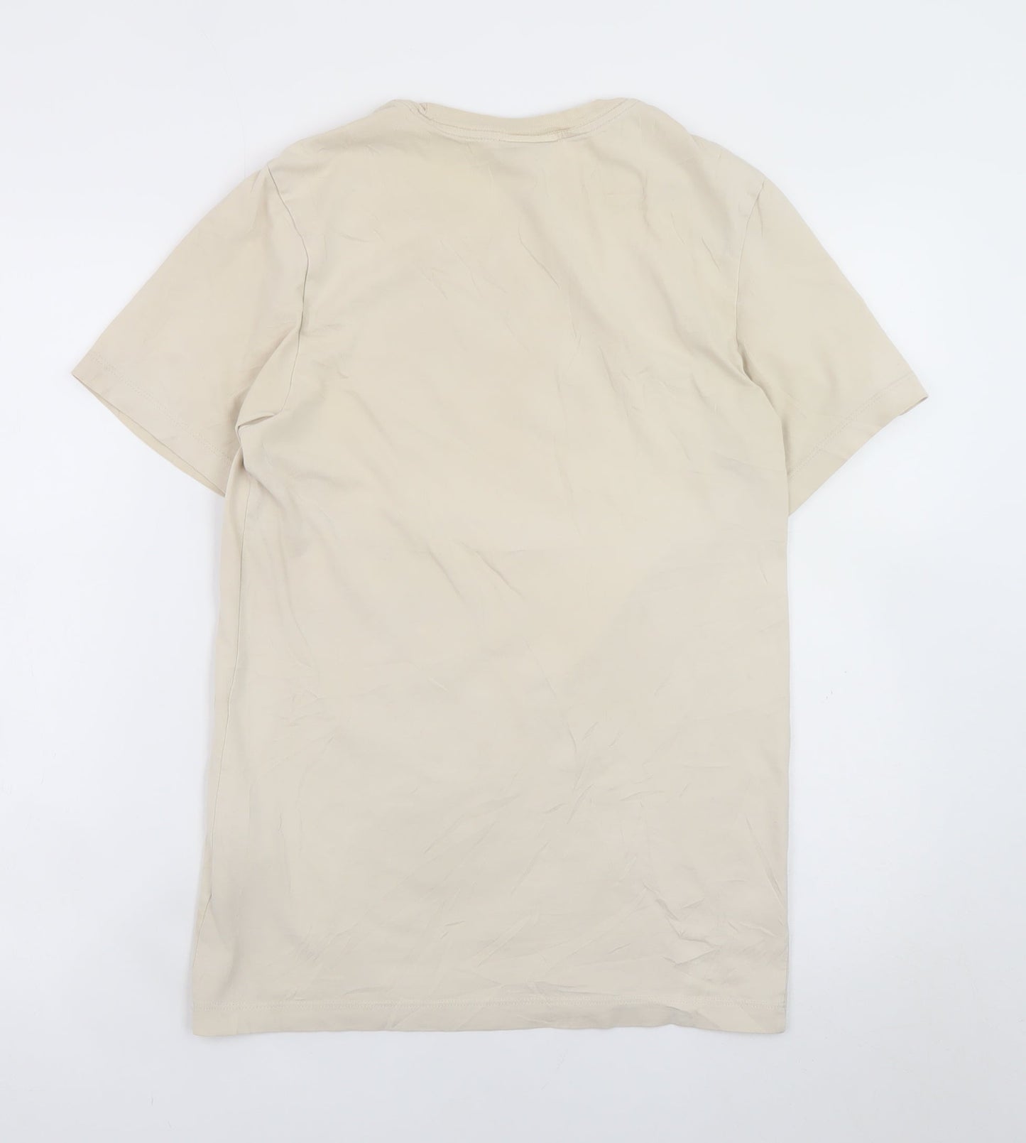 Nike Men Beige Regular Fit Short Sleeve Cotton T-Shirt S
