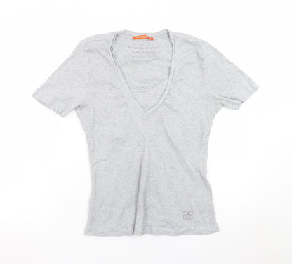 Betty Barclay Women’s Grey V-Neck Short Sleeve Cotton T-Shirt Size 12
