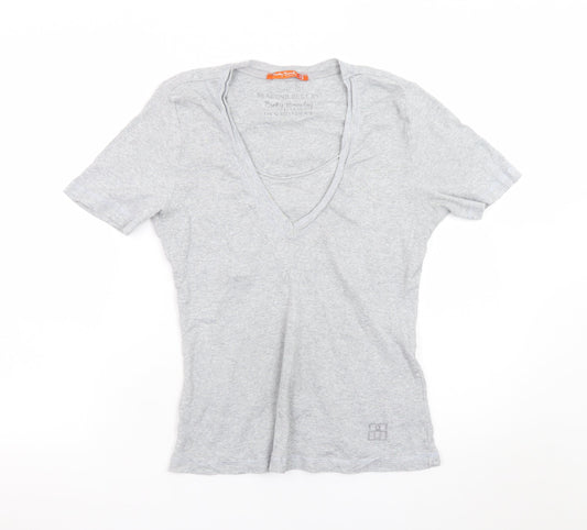 Betty Barclay Women’s Grey V-Neck Short Sleeve Cotton T-Shirt Size 12