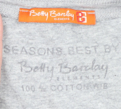 Betty Barclay Women’s Grey V-Neck Short Sleeve Cotton T-Shirt Size 12