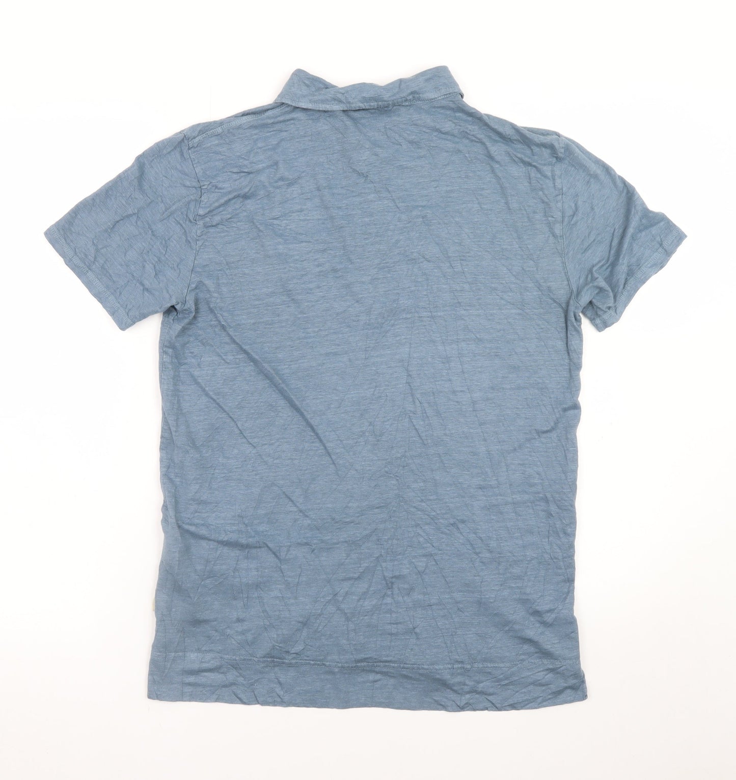 Crossley Men's Blue Linen Polo Shirt Size M Short Sleeve