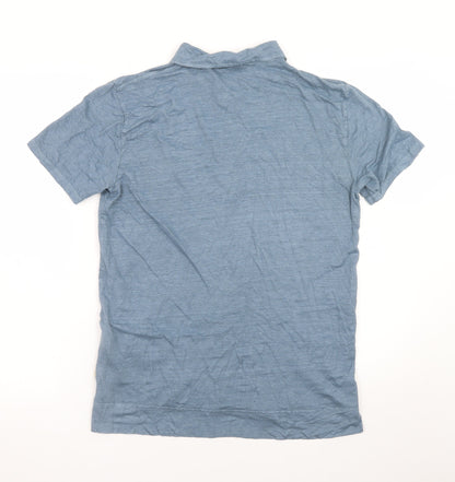 Crossley Men's Blue Linen Polo Shirt Size M Short Sleeve