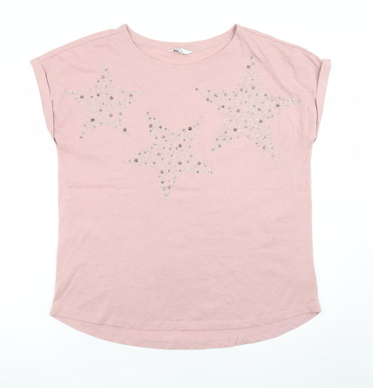 Next Women’s Pink Rhinestone Star T-Shirt Size 18 Short Sleeve