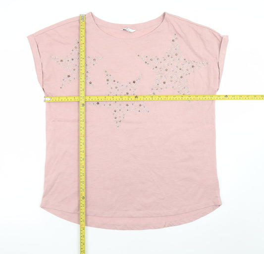 Next Women’s Pink Rhinestone Star T-Shirt Size 18 Short Sleeve